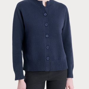 Cardigan corto con bottoni in Winter Cotton  - Avio Mel.