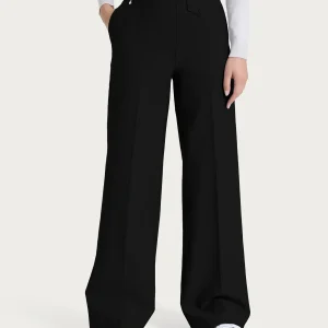 Pantalone a palazzo con taschino in Compact - Nero