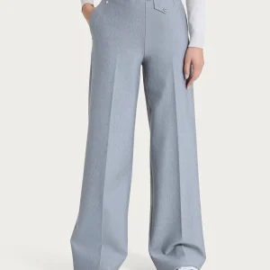 Pantalone a palazzo con taschino in Compact - Grigio Mel.