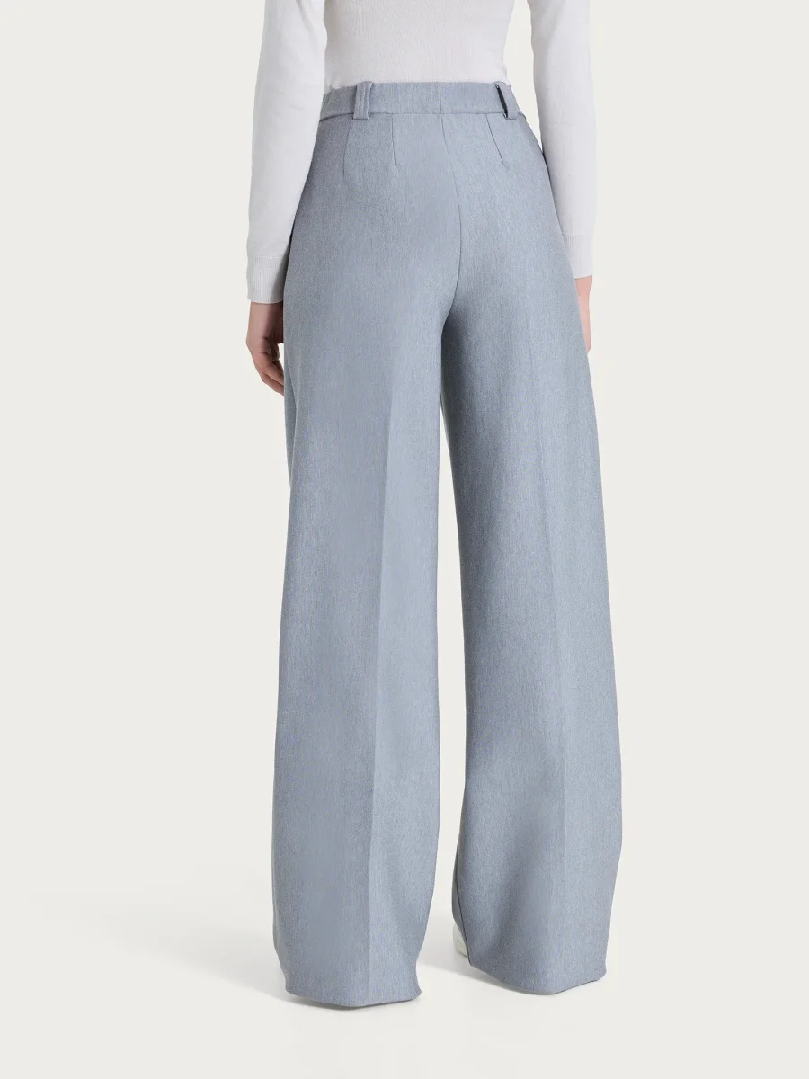 Pantalone a palazzo con taschino in Compact - Grigio Mel. - immagine 3