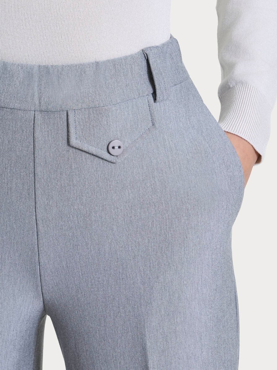 Pantalone a palazzo con taschino in Compact - Grigio Mel. - immagine 4