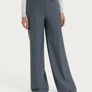 Pantalone a palazzo con taschino in Compact - Ardesia Mel.