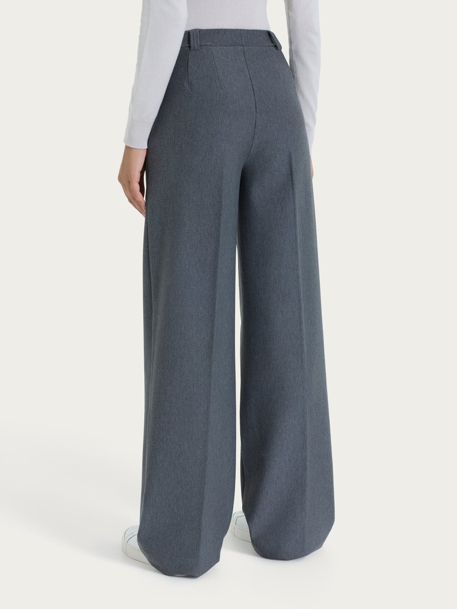 Pantalone a palazzo con taschino in Compact - Ardesia Mel. - immagine 3