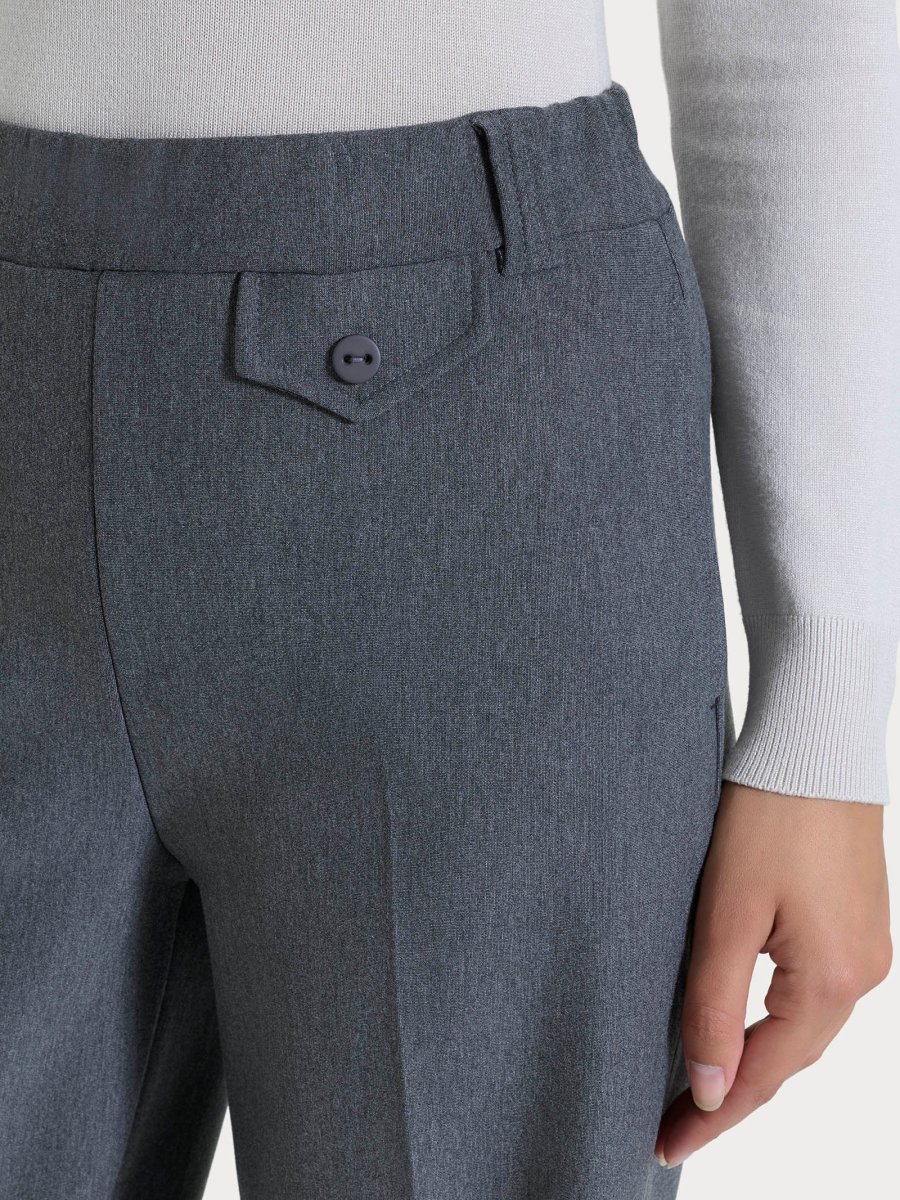 Pantalone a palazzo con taschino in Compact - Ardesia Mel. - immagine 4