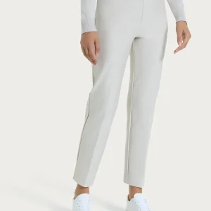 Pantalone dritto con taschino in Compact - Champignon