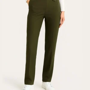 Pantalone dritto con taschino in Compact - Dark Olive
