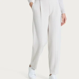 Pantalone a carota con tasche e pinces in Velvet - Champignon