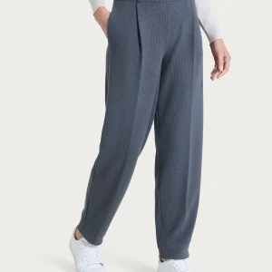 Pantalone a carota con tasche e pinces in Velvet - Dark Shadow