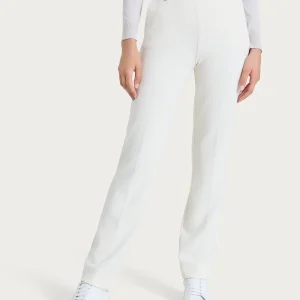 Pantalone dritto con tasche in Velvet - Avorio