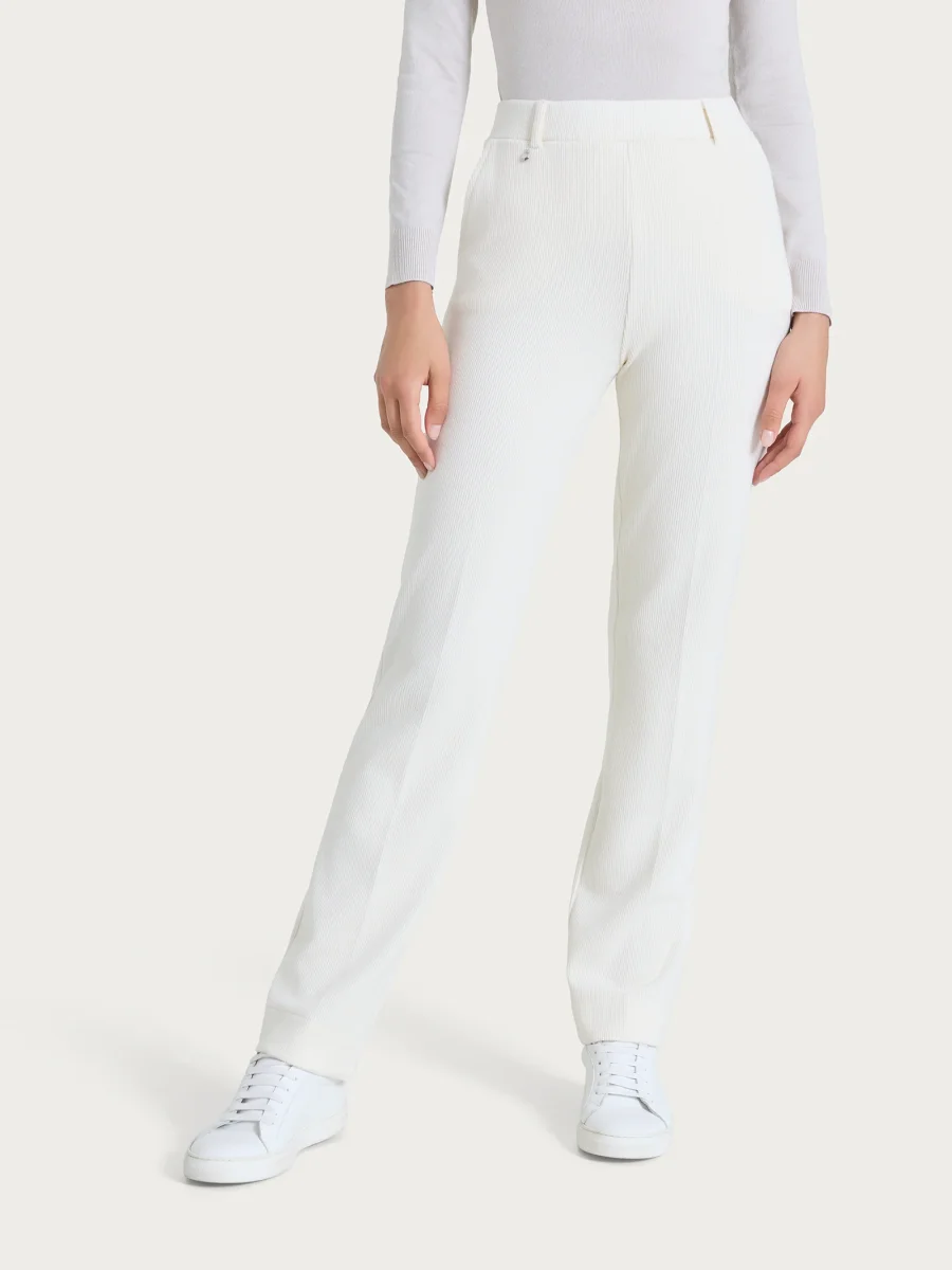 Pantalone dritto con tasche in Velvet - Avorio - immagine 2