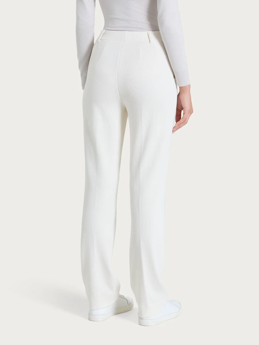 Pantalone dritto con tasche in Velvet - Avorio - immagine 3