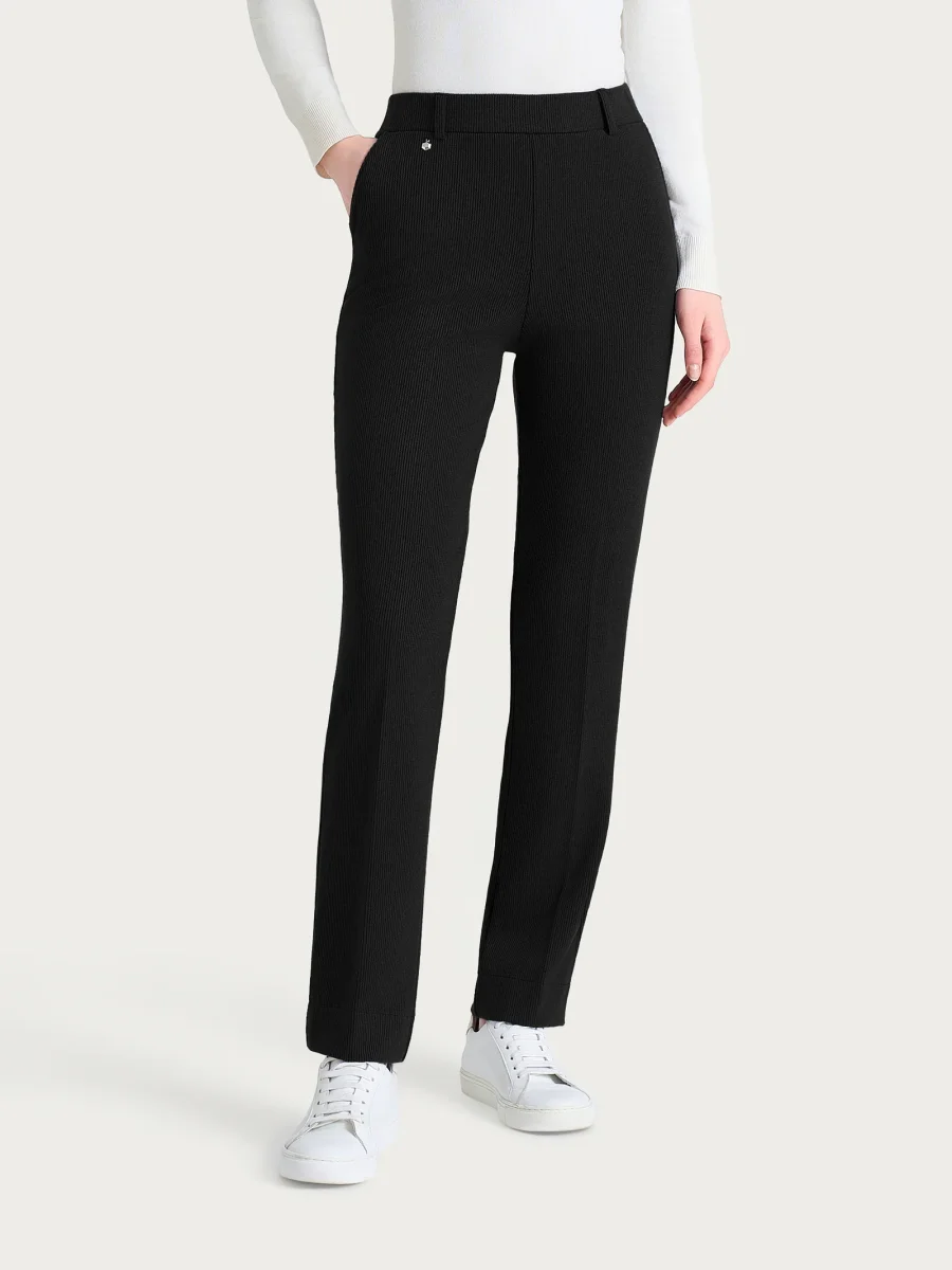 Pantalone dritto con tasche in Velvet - Nero