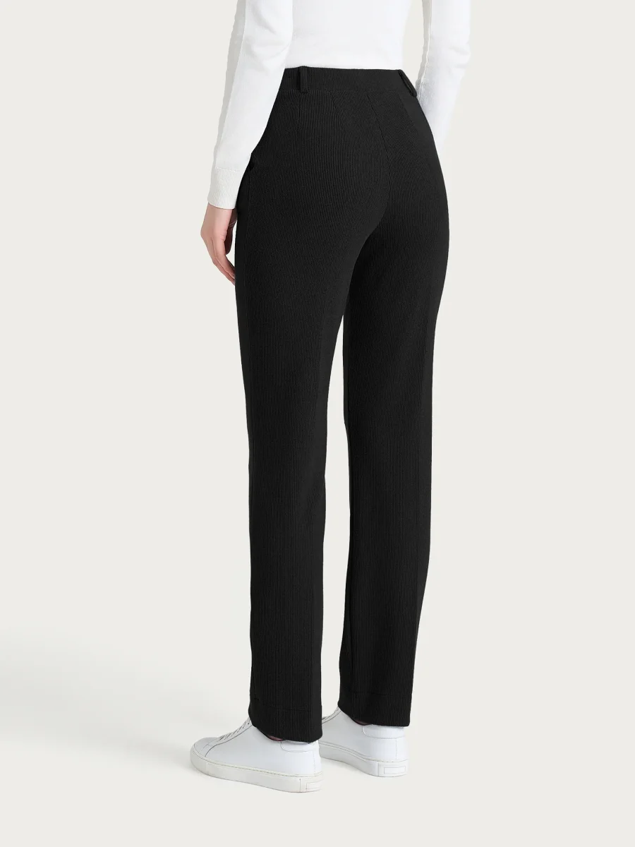 Pantalone dritto con tasche in Velvet - Nero - immagine 3