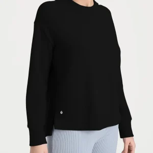 Felpa girocollo in Velvet  - Nero