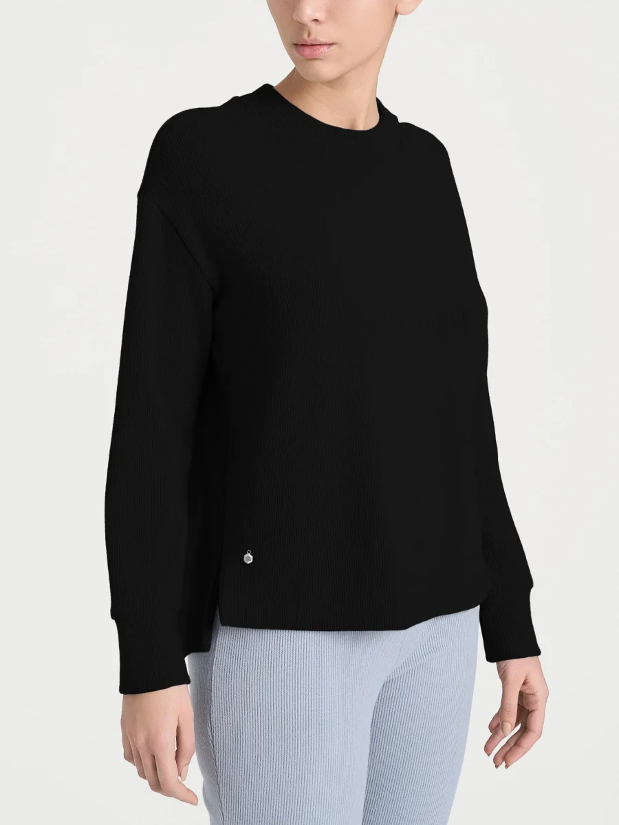 Felpa girocollo in Velvet - Nero