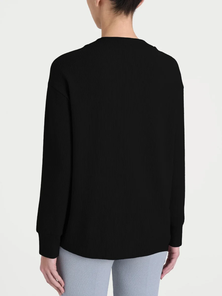 Felpa girocollo in Velvet - Nero - immagine 3