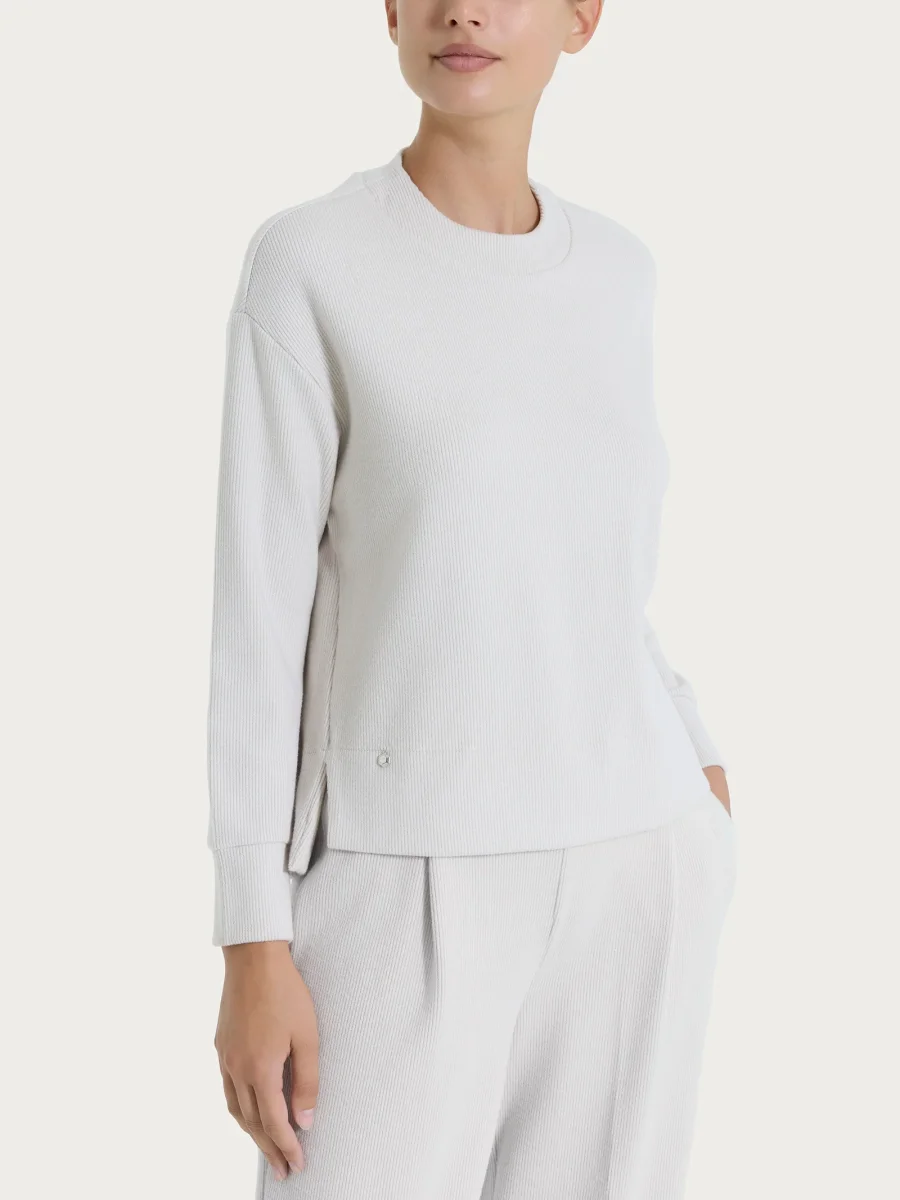 Felpa girocollo in Velvet - Champignon