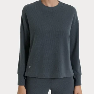 Felpa girocollo in Velvet  - Dark Shadow