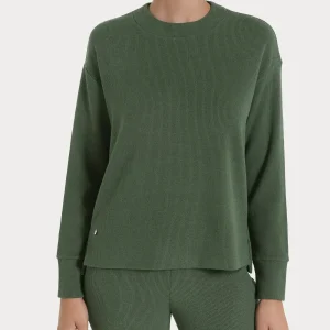 Felpa girocollo in Velvet  - Bronze Green