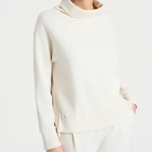 Felpa con collo a ciambella in Velvet  - Avorio