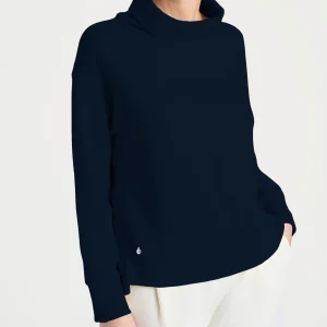 Felpa con collo a ciambella in Velvet  - Bleu