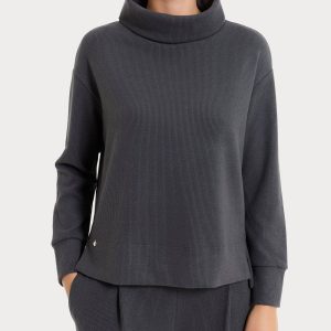 Felpa con collo a ciambella in Velvet  - Dark Shadow