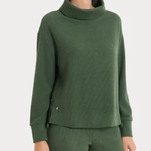 Felpa con collo a ciambella in Velvet  - Bronze Green