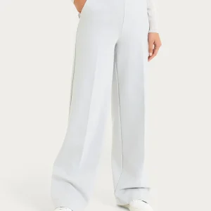 Pantalone a palazzo con tasche in Cashmere Compact - Ghiaia Mel.