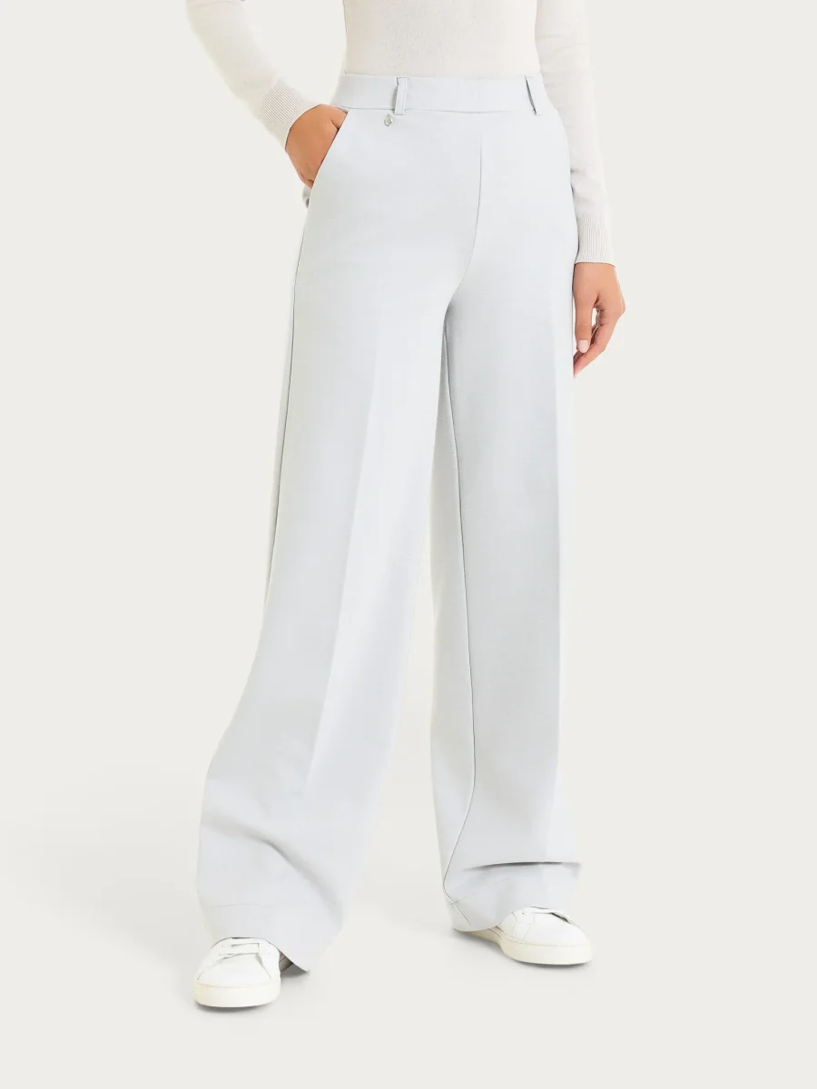 Pantalone a palazzo con tasche in Cashmere Compact - Ghiaia Mel. - immagine 2