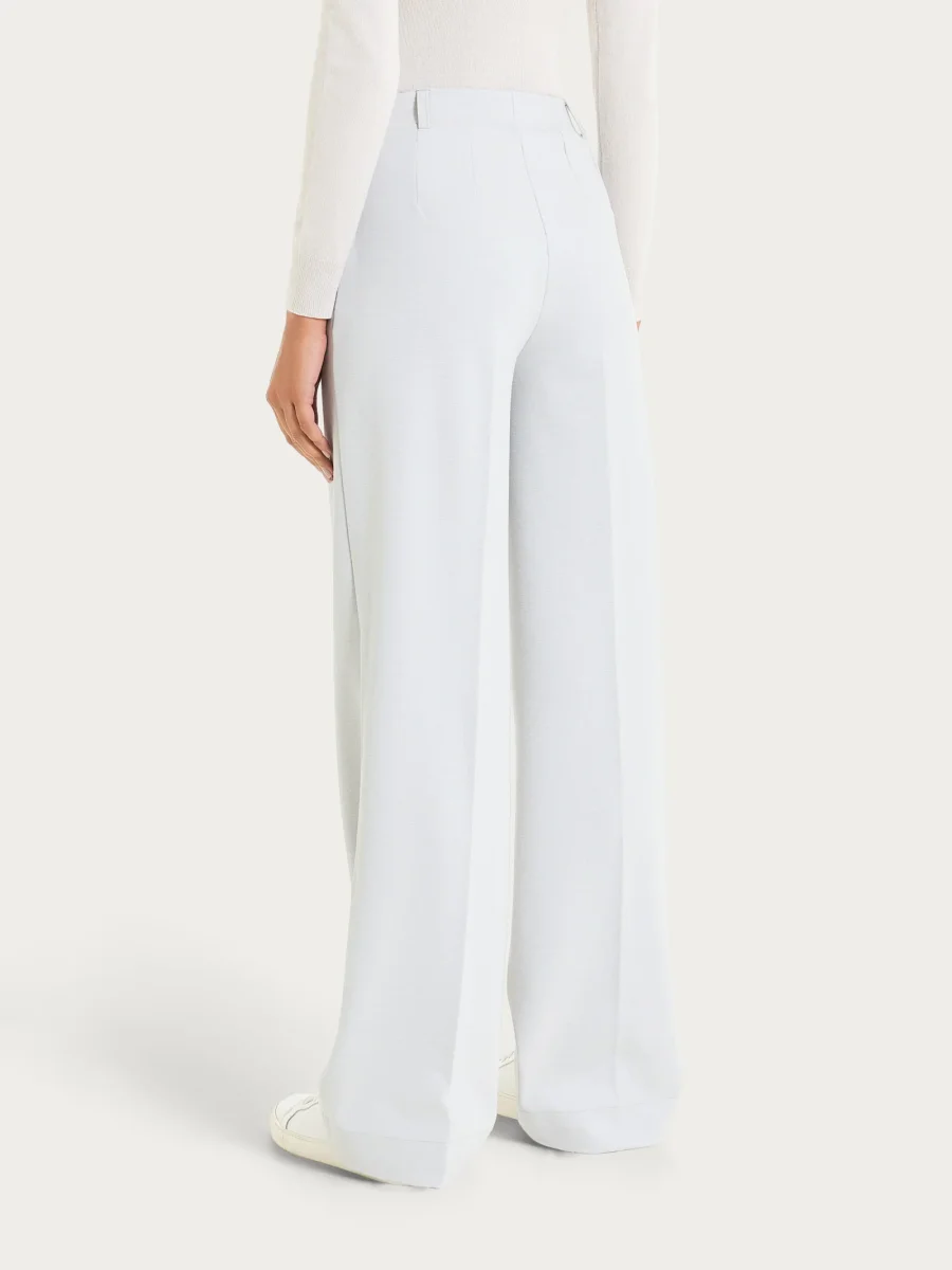 Pantalone a palazzo con tasche in Cashmere Compact - Ghiaia Mel. - immagine 3