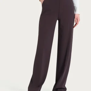 Pantalone a palazzo con tasche in Cashmere Compact - Chocolate Torte