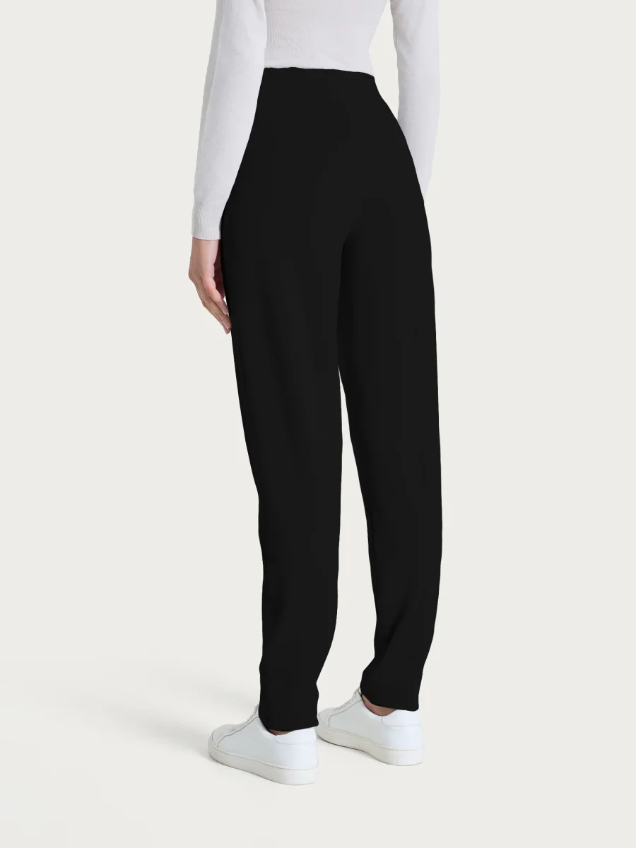 Pantalone a sigaretta con risvolto in Cashmere Compact - Nero - immagine 4
