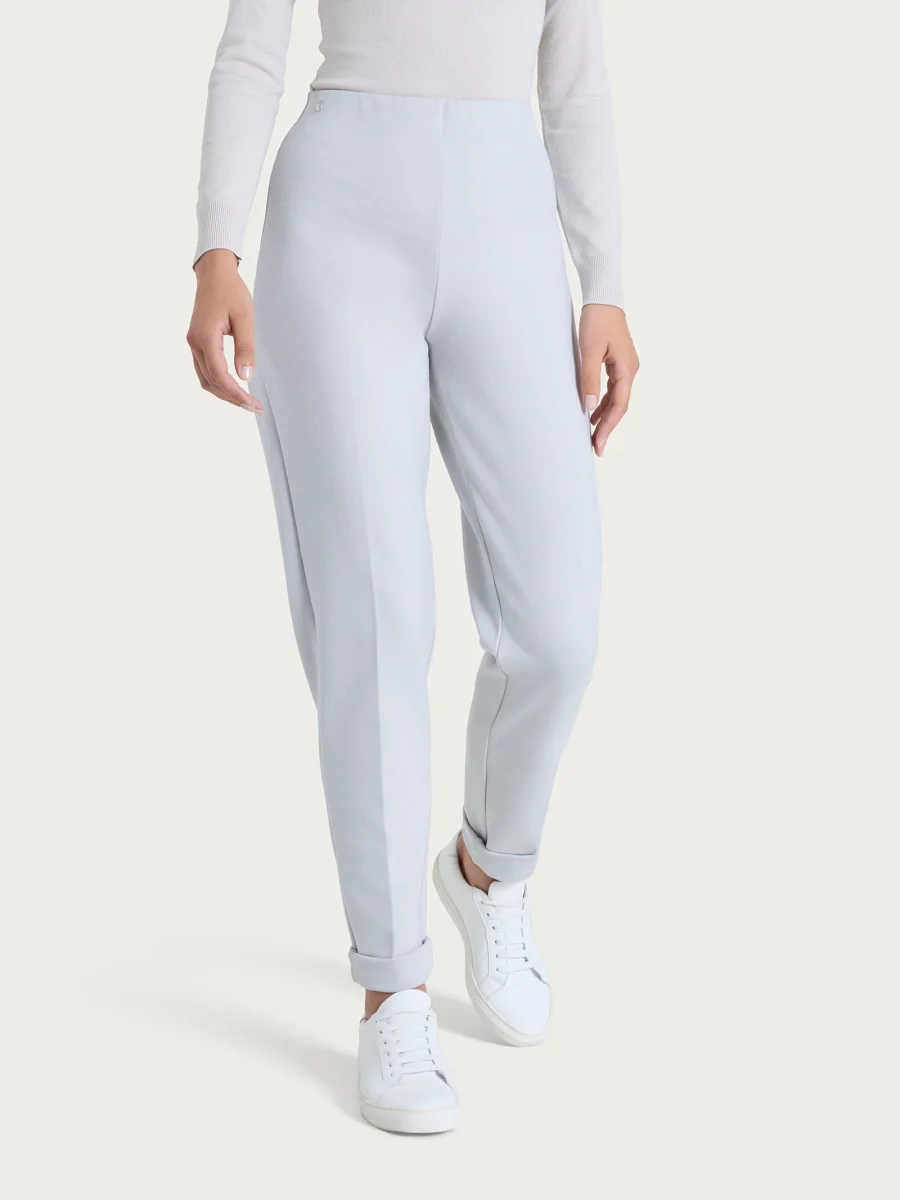 Pantalone a sigaretta con risvolto in Cashmere Compact - Ghiaia Mel. - immagine 3