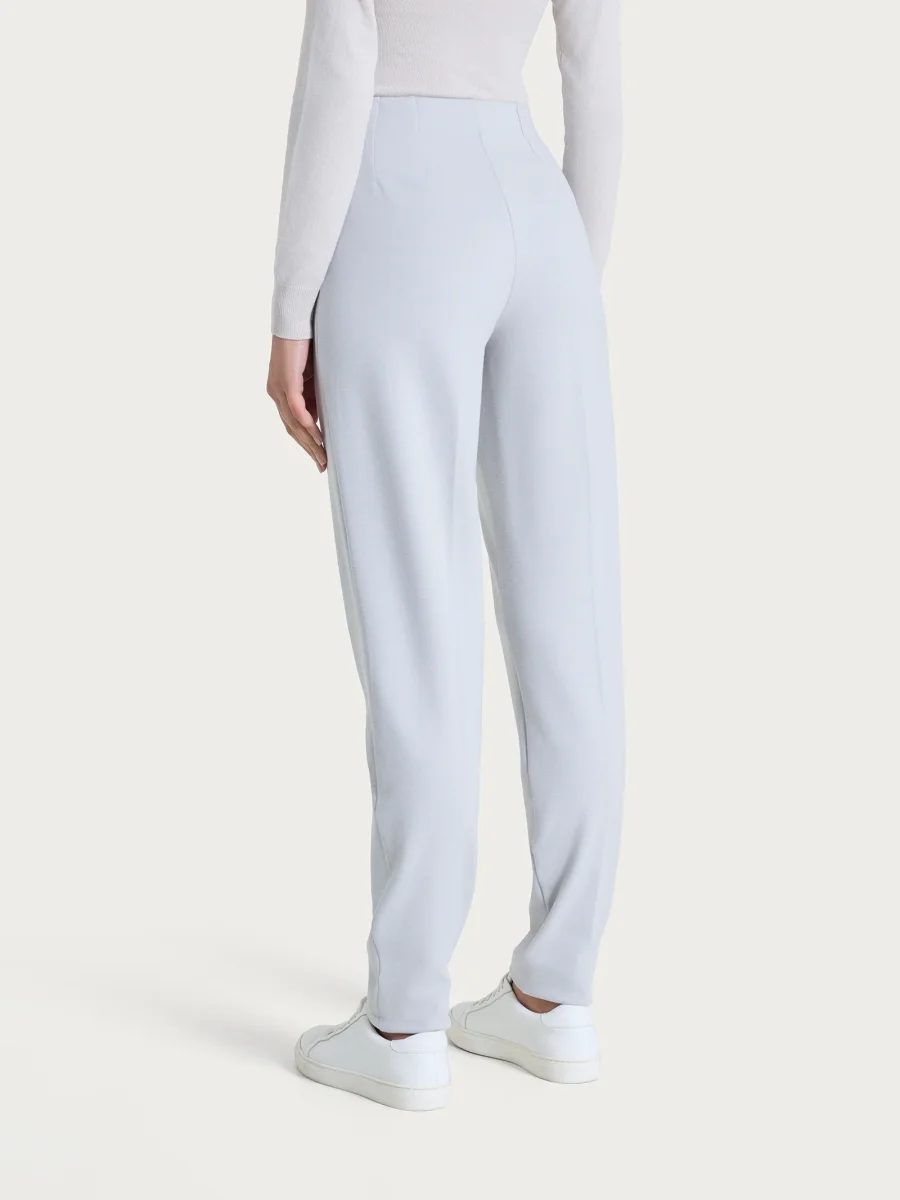 Pantalone a sigaretta con risvolto in Cashmere Compact - Ghiaia Mel. - immagine 4