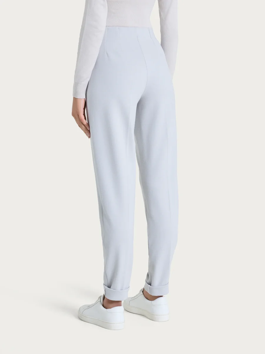 Pantalone a sigaretta con risvolto in Cashmere Compact - Ghiaia Mel. - immagine 5