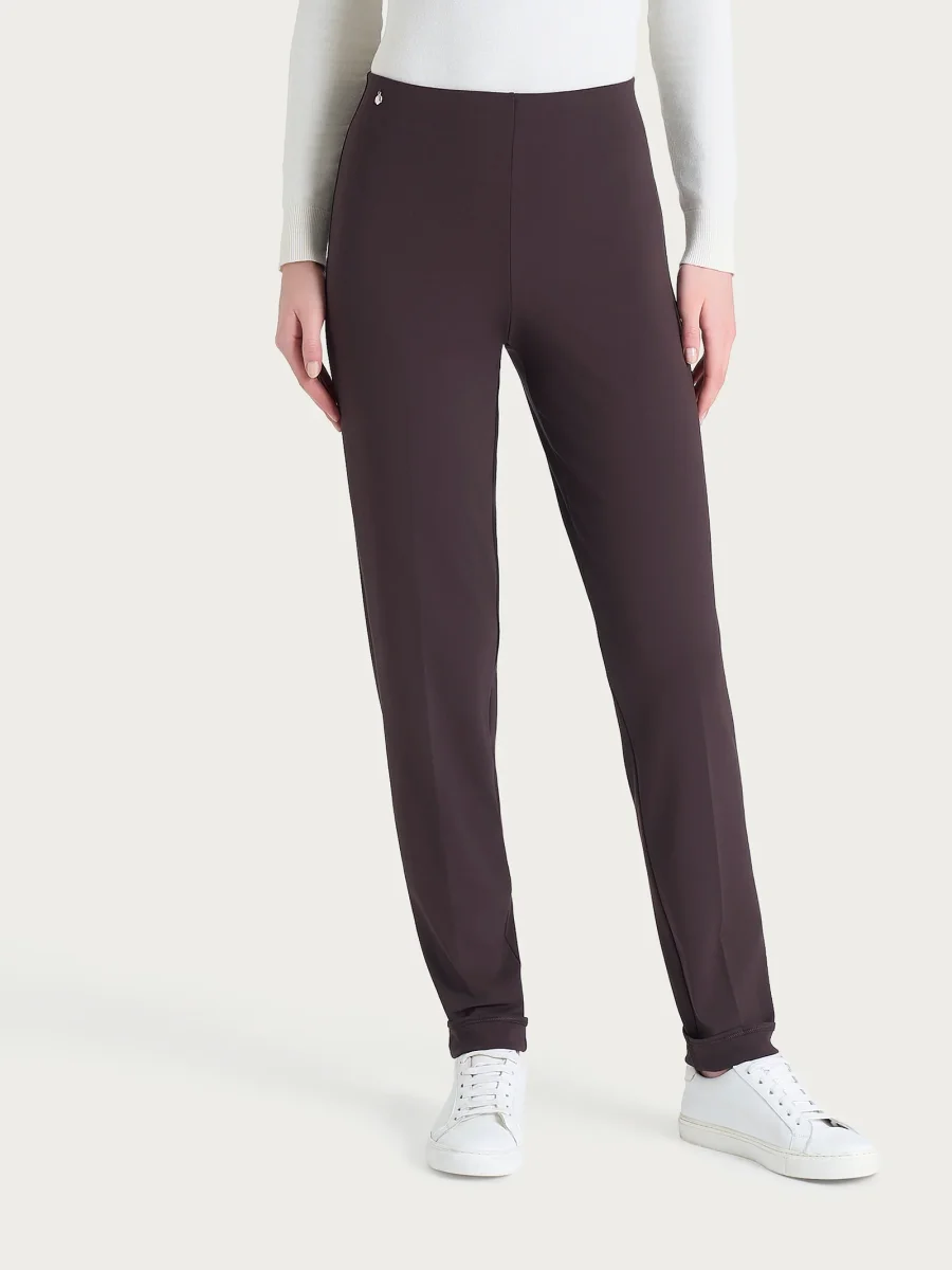 Pantalone a sigaretta con risvolto in Cashmere Compact - Chocolate Torte - immagine 3