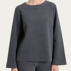 Felpa girocollo in Japanese Fleece - Ardesia Mel.