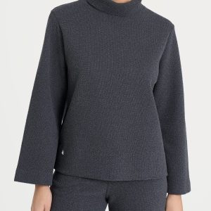 Felpa con collo a ciambella in Japanese Fleece  - Ardesia Mel.