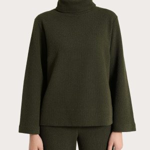 Felpa con collo a ciambella in Japanese Fleece  - Dark Olive