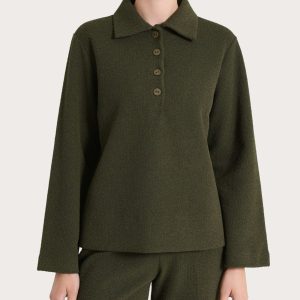 Polo in Japanese Fleece - Dark Olive