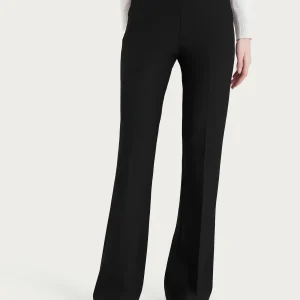 Pantalone flare lungo con tasche in Compact - Nero