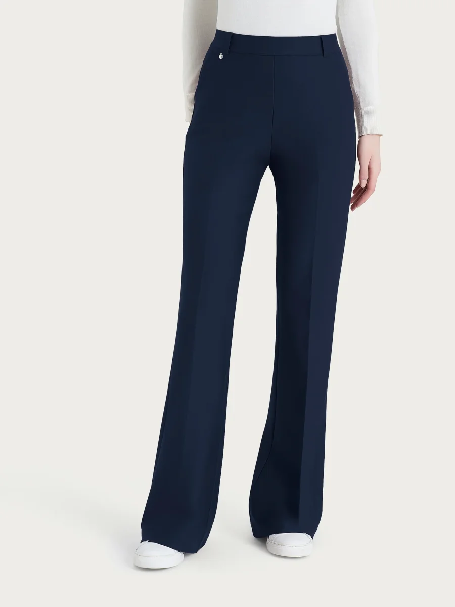 Pantalone flare lungo con tasche in Compact - Persia