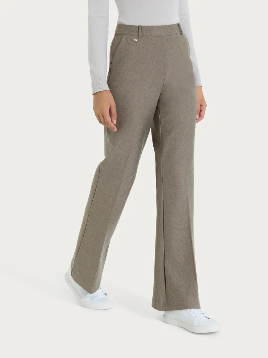 Pantalone flare lungo con tasche in Compact - Glace' Mel. - immagine 2