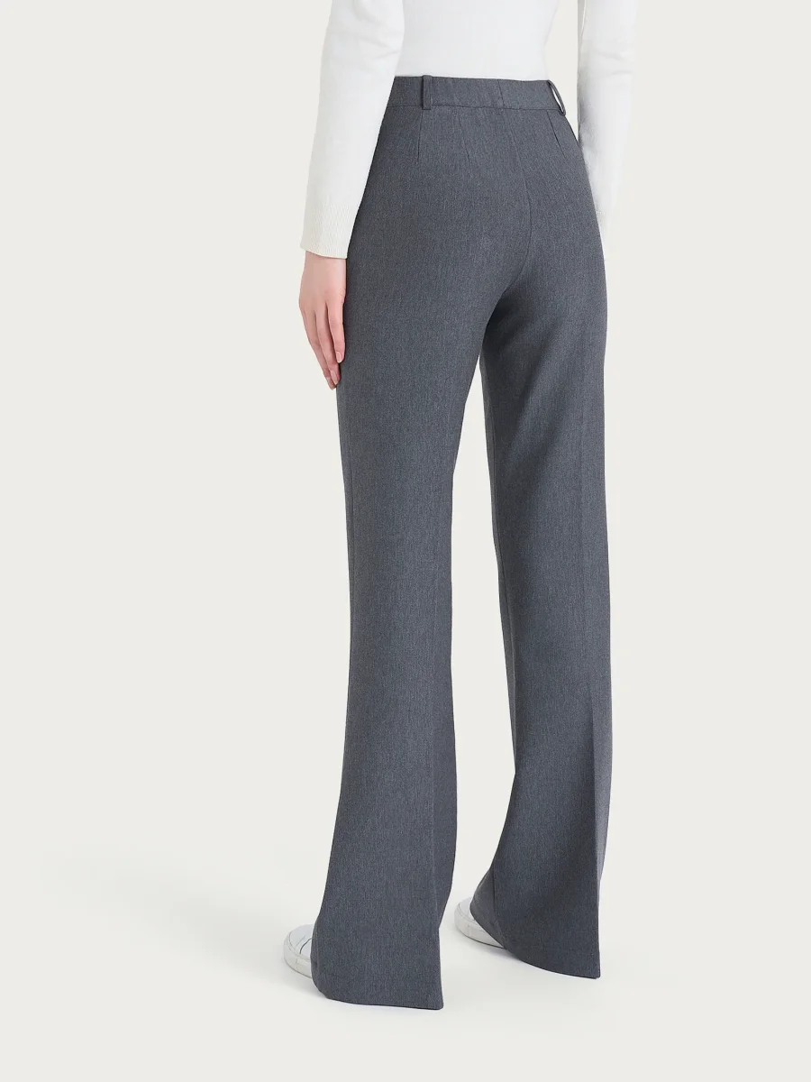 Pantalone flare lungo con tasche in Compact - Ardesia Mel. - immagine 3