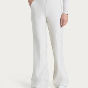 Pantalone flare lungo con tasche in Compact - Champignon