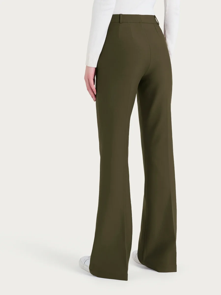Pantalone flare lungo con tasche in Compact - Dark Olive - immagine 3