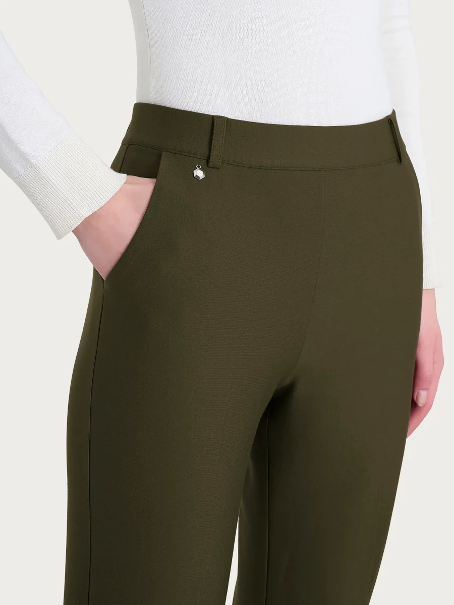 Pantalone flare lungo con tasche in Compact - Dark Olive - immagine 4