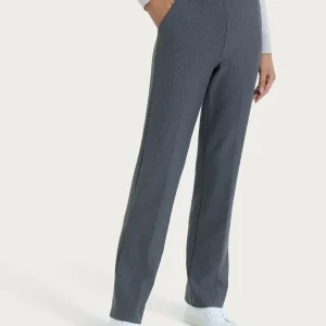 Pantalone ampio con tasche e risvolto in Compact - Ardesia Mel.