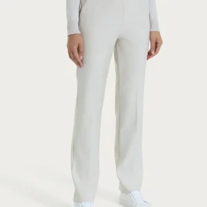 Pantalone ampio con tasche e risvolto in Compact - Champignon