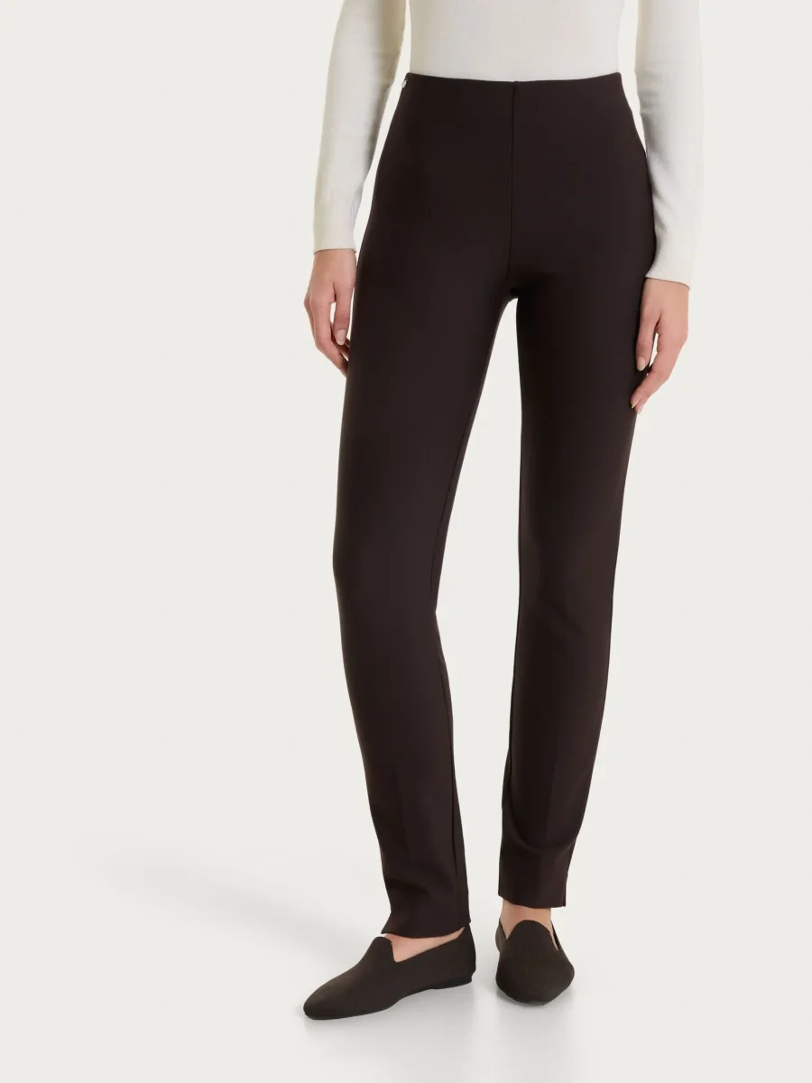 Pantalone a sigaretta con risvolto in Compact - Chocolate Torte - immagine 2